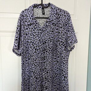 Black Milk Purple Leopard Print Shirt Dress XL